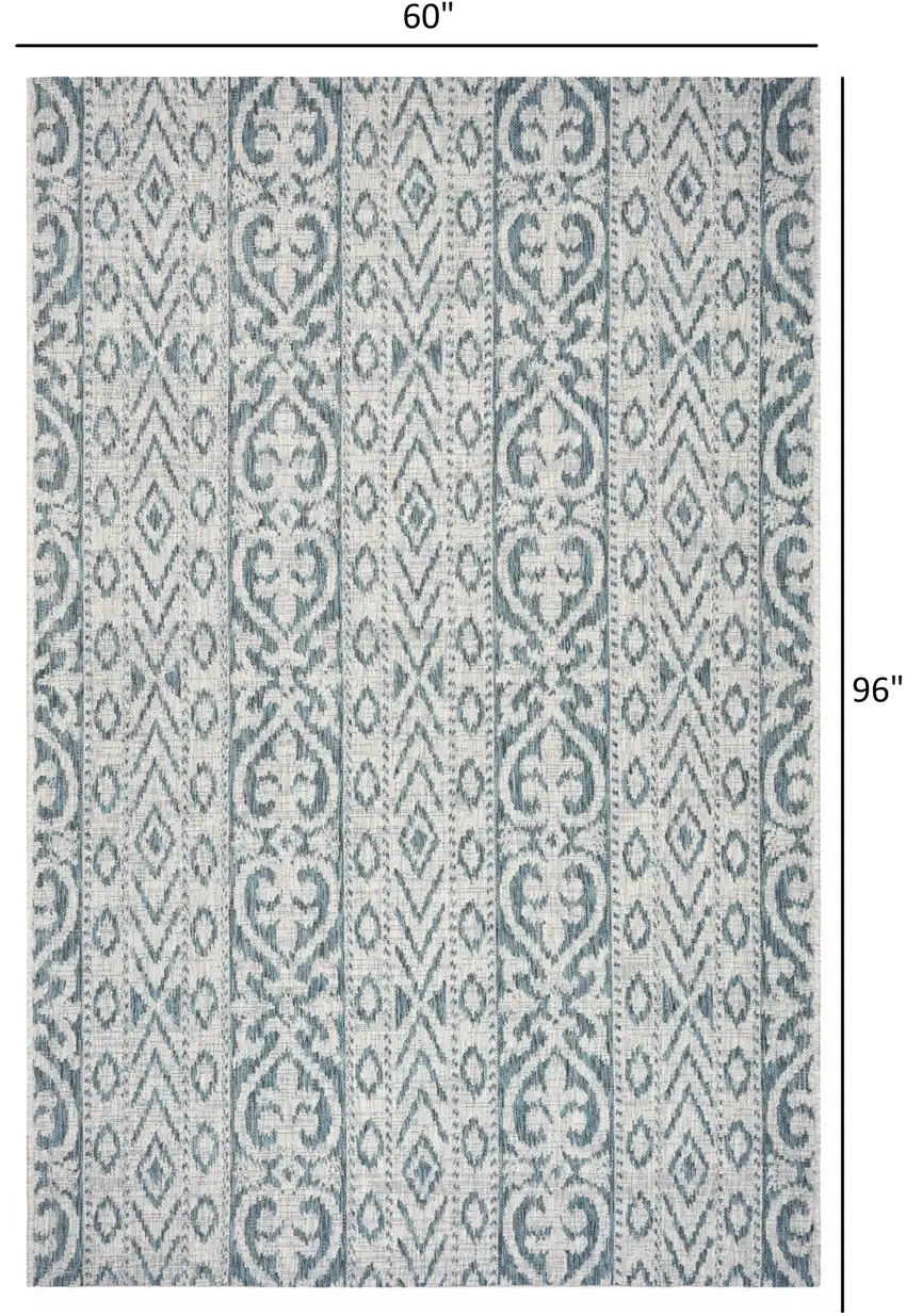 Blue Geometric Indoor Outdoor Area Rug Photo 6