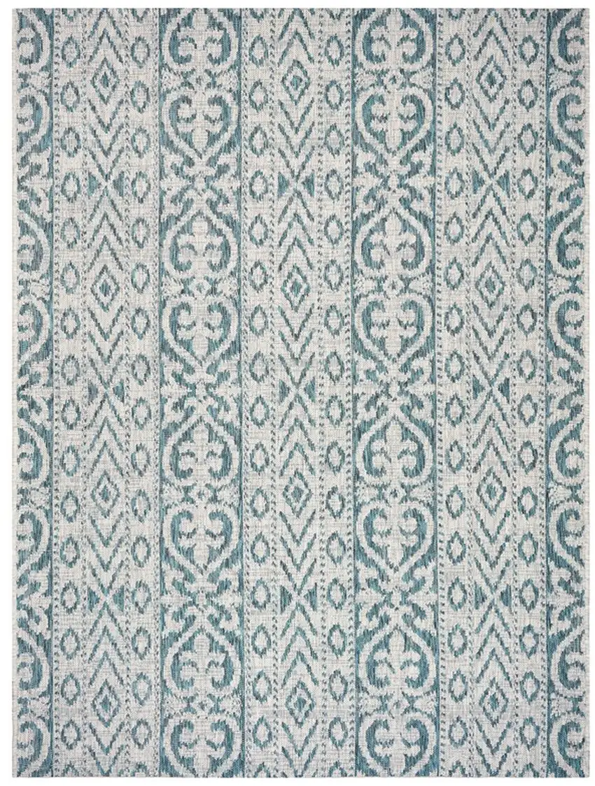 Blue Geometric Indoor Outdoor Area Rug Photo 6