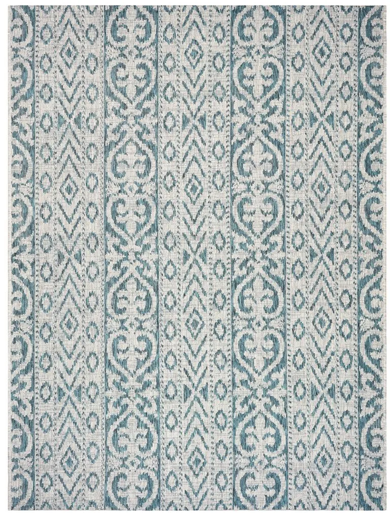 Blue Geometric Indoor Outdoor Area Rug Photo 5
