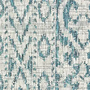 Photo of Blue Geometric Indoor Outdoor Area Rug