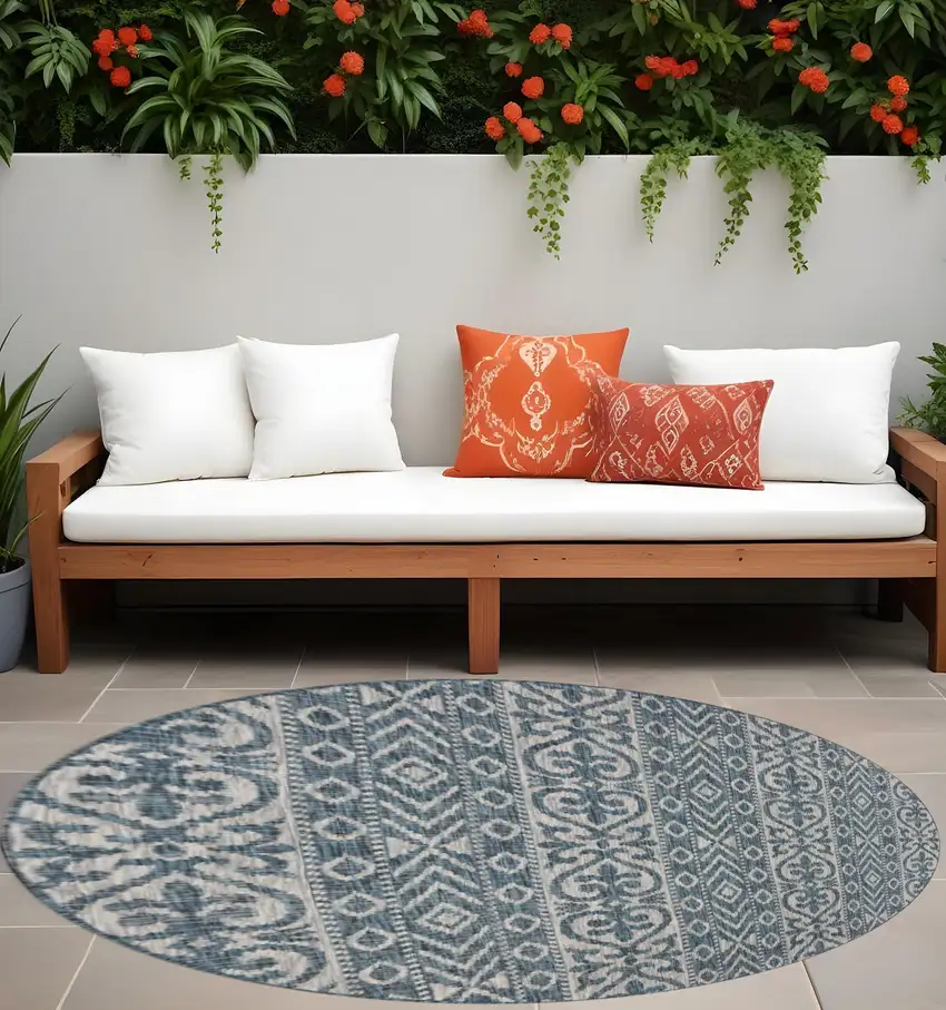 Blue And Gray Indoor Outdoor Area Rug Photo 1