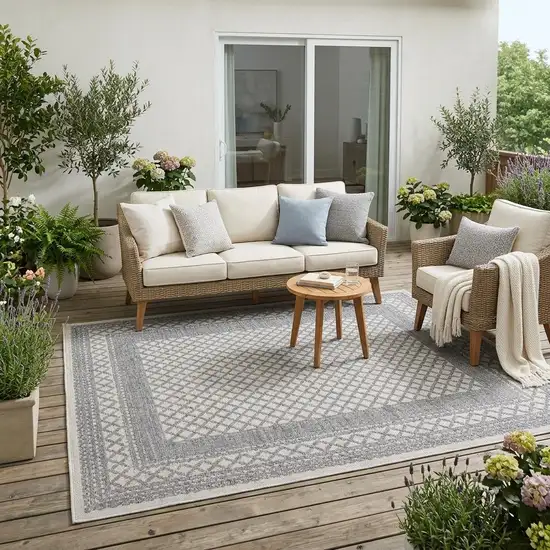 Blue Geometric Indoor Outdoor Area Rug Photo 1