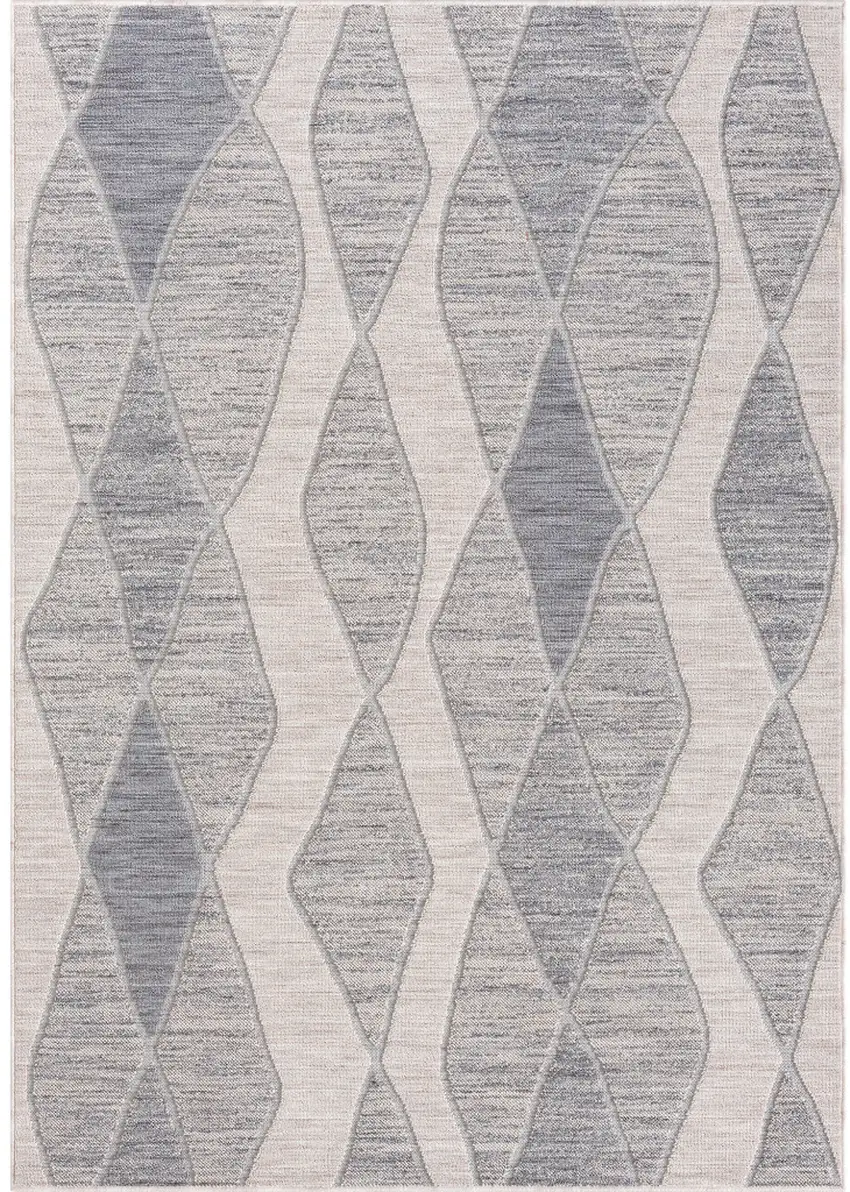 Blue Geometric Indoor Outdoor Area Rug Photo 1
