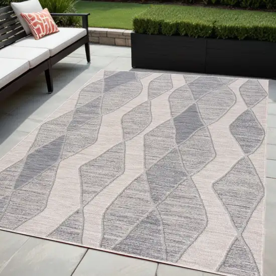 Blue and Gray Abstract Geometric Indoor Outdoor Area Rug Photo 1