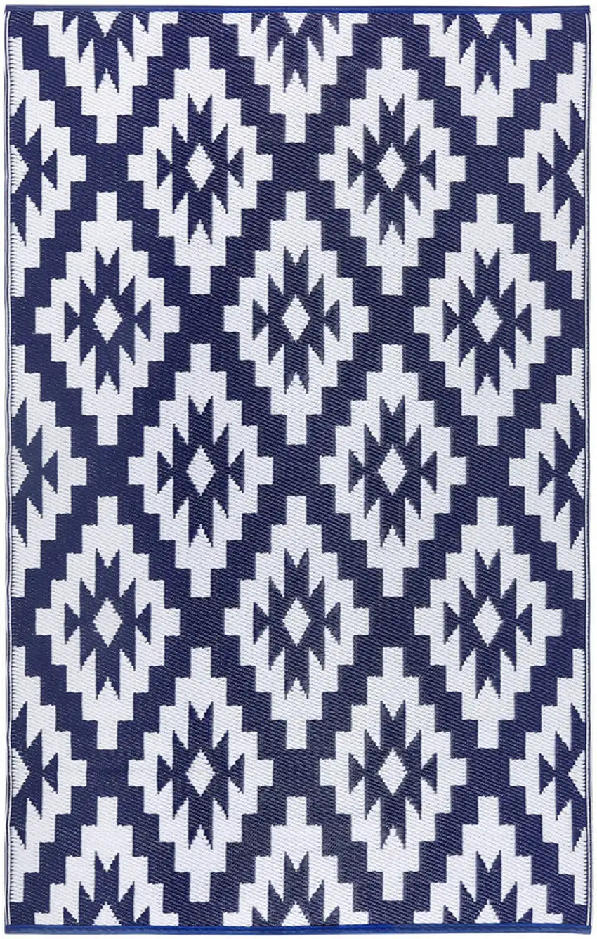 Blue Geometric Indoor Outdoor Area Rug Photo 5