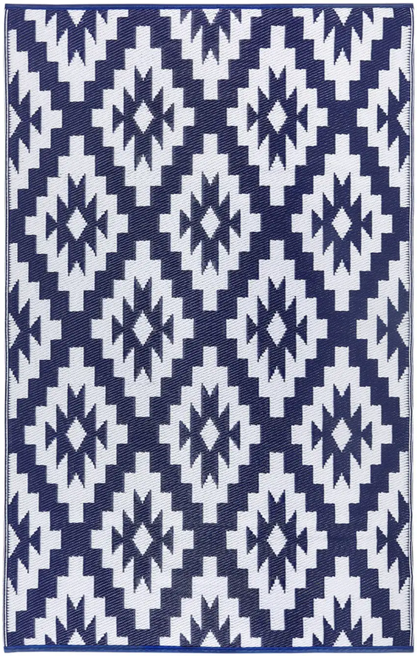 Blue Geometric Indoor Outdoor Area Rug Photo 2