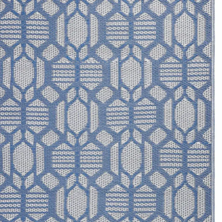 Blue Geometric Machine Braided Distressed Area Rug With UV Protection Photo 5
