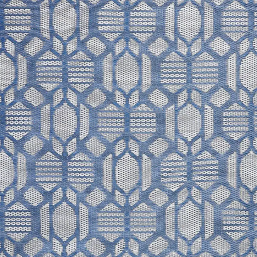 Blue Geometric Machine Braided Distressed Area Rug With UV Protection Photo 9