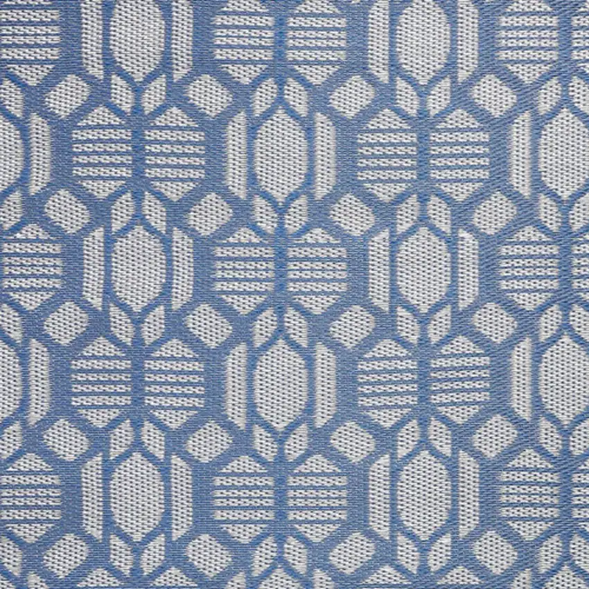 Blue Geometric Machine Braided Distressed Area Rug With UV Protection Photo 7