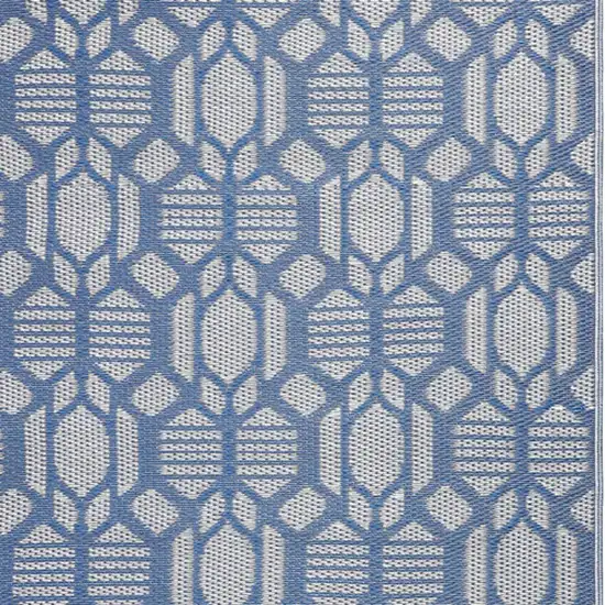 Blue Geometric Machine Braided Distressed Area Rug With UV Protection Photo 8