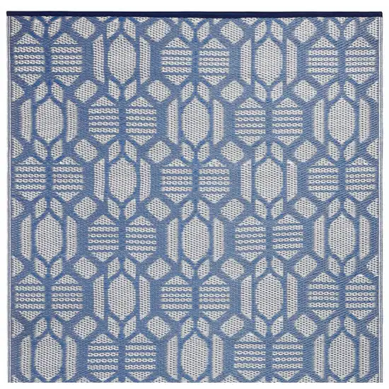 Blue Geometric Machine Braided Distressed Area Rug With UV Protection Photo 4