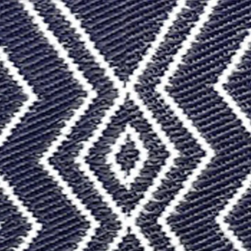 Blue Geometric Machine Braided Distressed Area Rug With UV Protection Photo 6