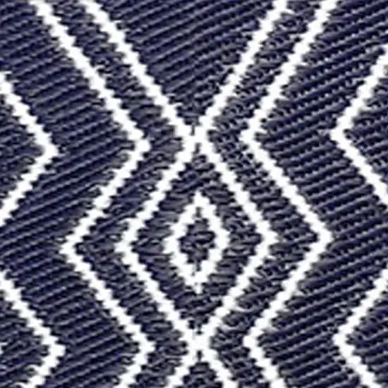 Blue Geometric Machine Braided Distressed Area Rug With UV Protection Photo 6
