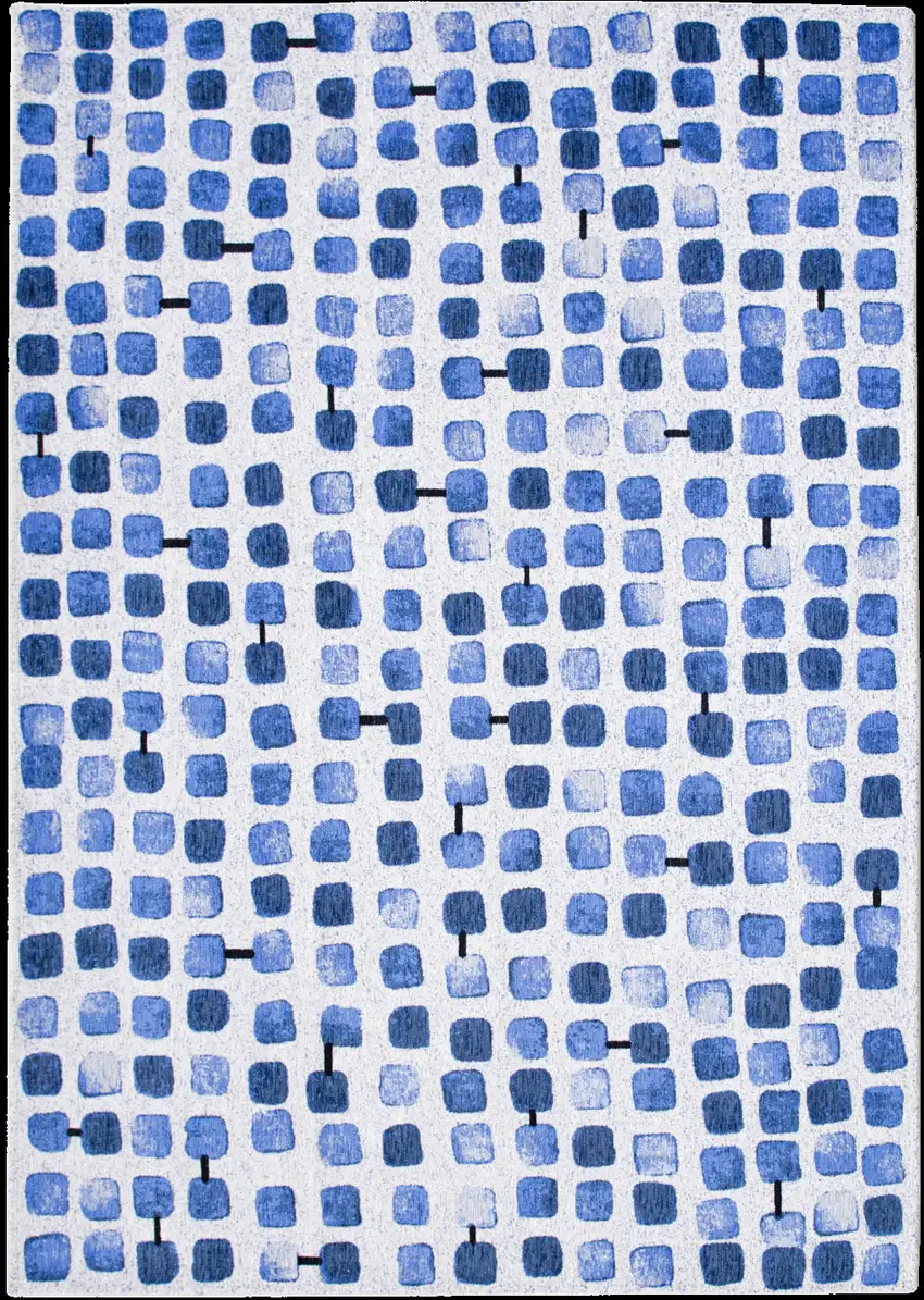 Blue Geometric Non Skid Area Rug Photo 2