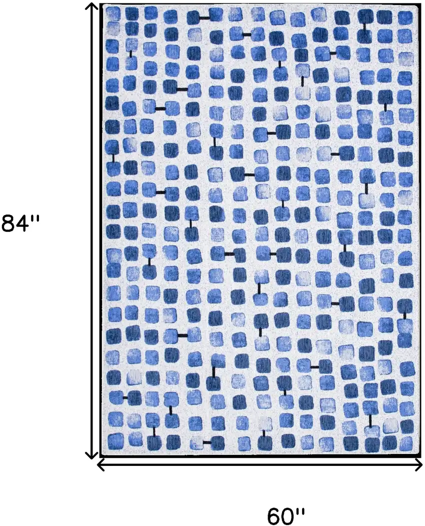 Blue Geometric Non Skid Area Rug Photo 3
