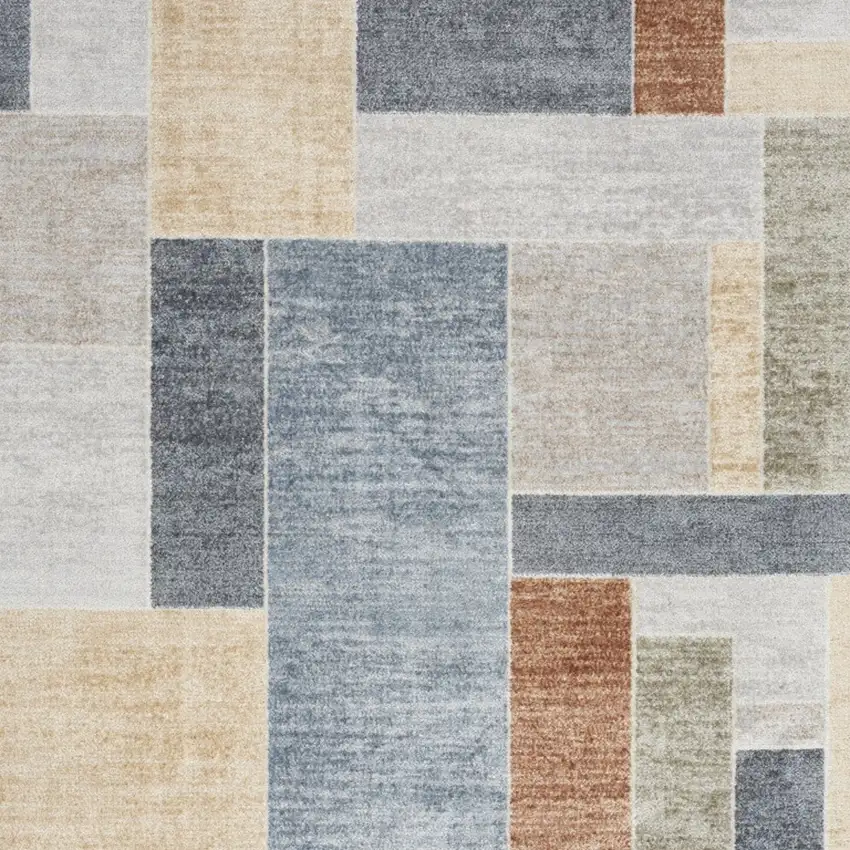 Blue Geometric Power Loom Area Rug Photo 9