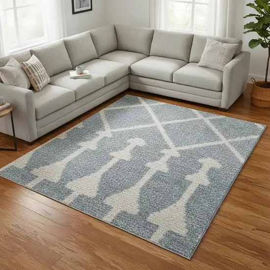 Blue Geometric Power Loom Area Rug Photo 1