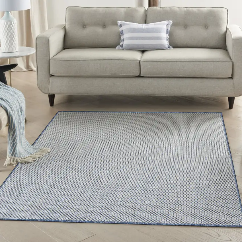 Blue Geometric Power Loom Area Rug Photo 5