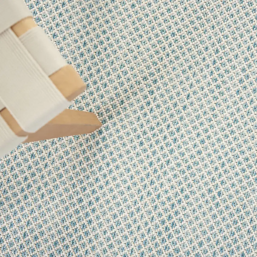 Aqua And Ivory Indoor Outdoor Area Rug Photo 5