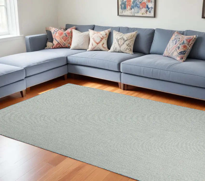 Blue Geometric Power Loom Area Rug Photo 1