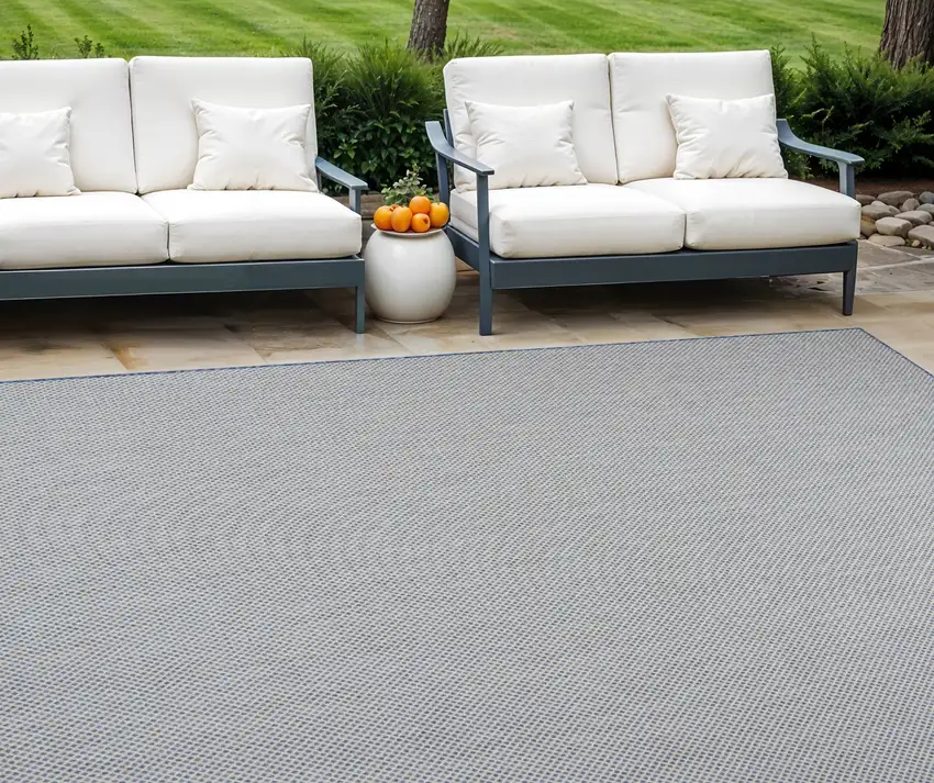 Blue Geometric Power Loom Area Rug Photo 1