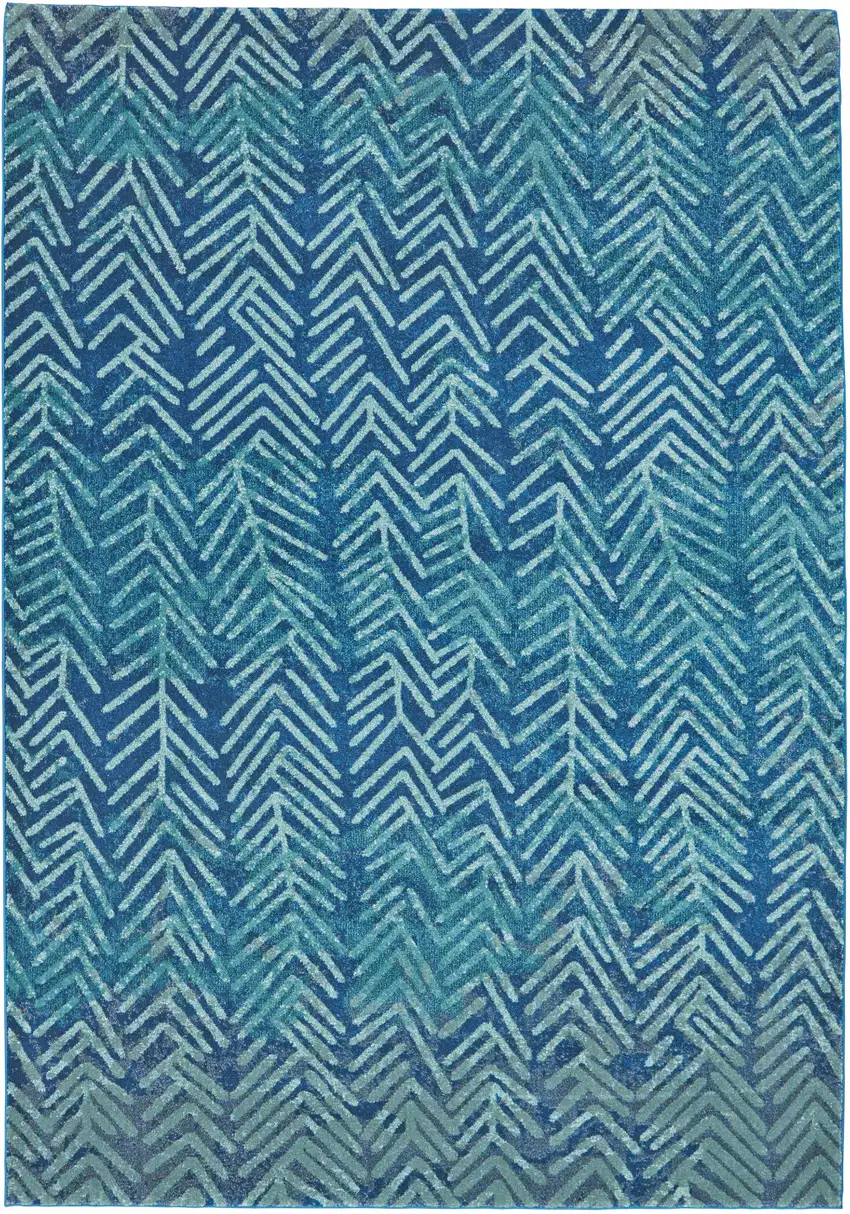 Blue Geometric Power Loom Area Rug Photo 2