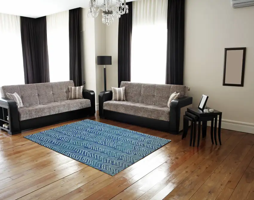 Blue Geometric Power Loom Area Rug Photo 8