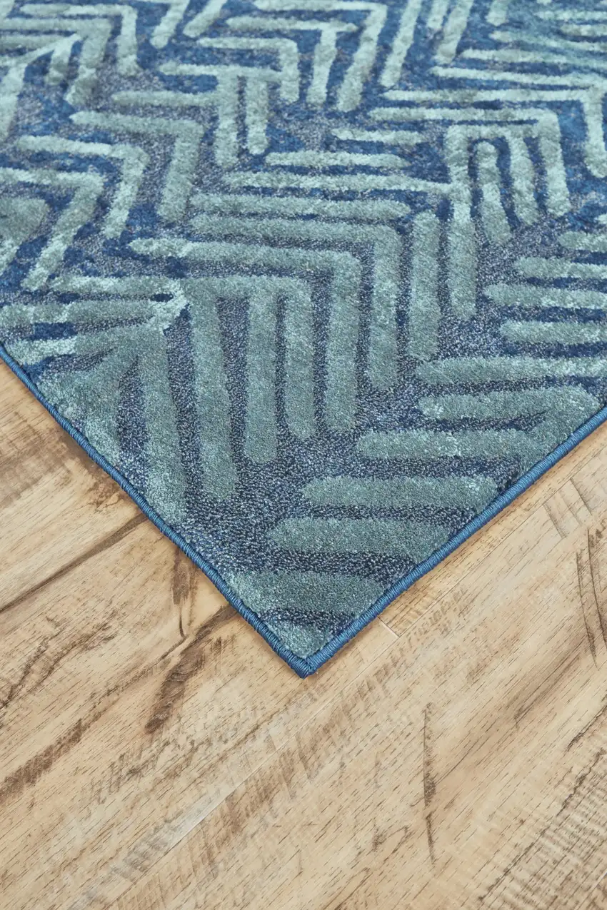 Blue Geometric Power Loom Area Rug Photo 5