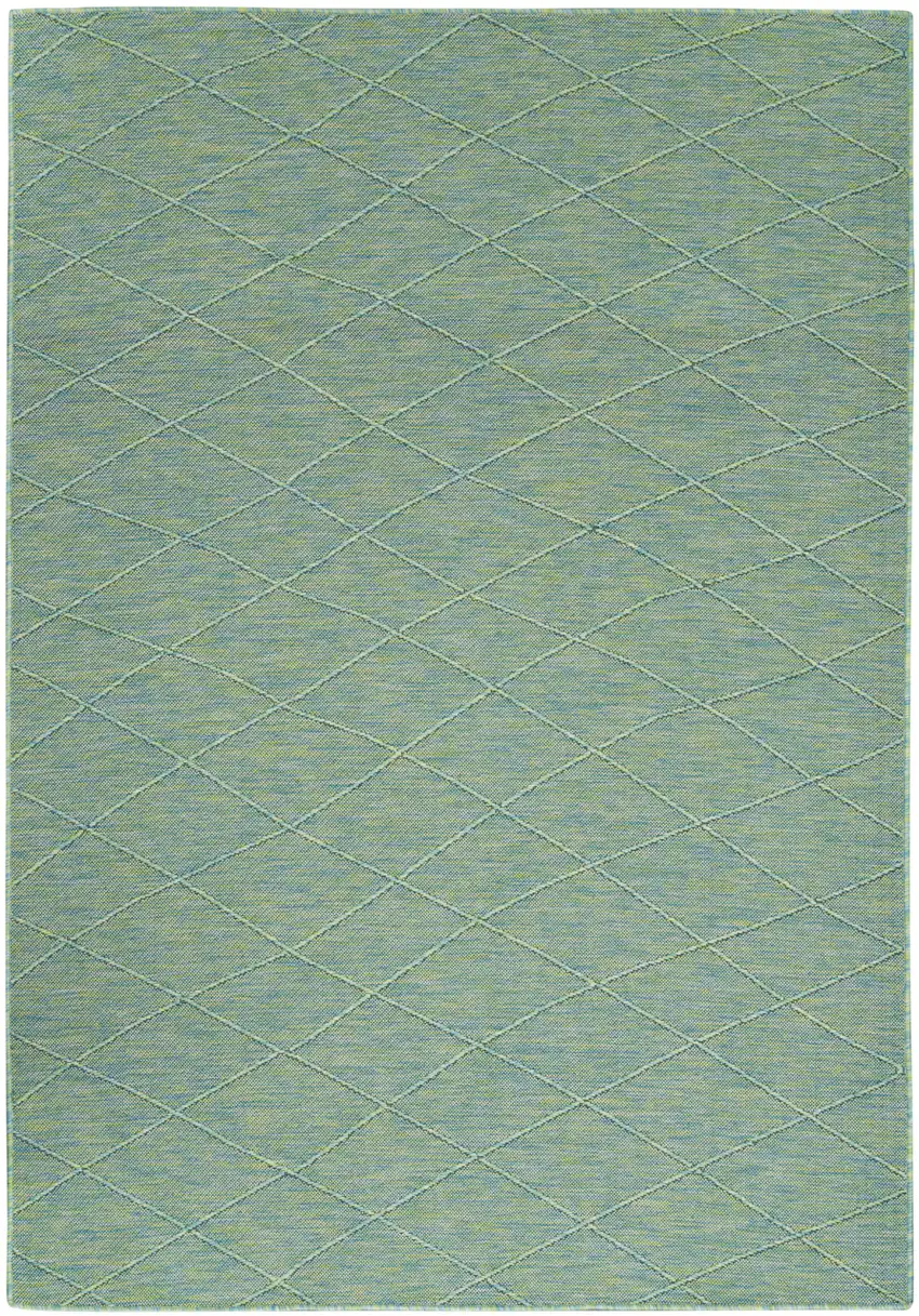 Blue Geometric Power Loom Non Skid Area Rug Photo 1