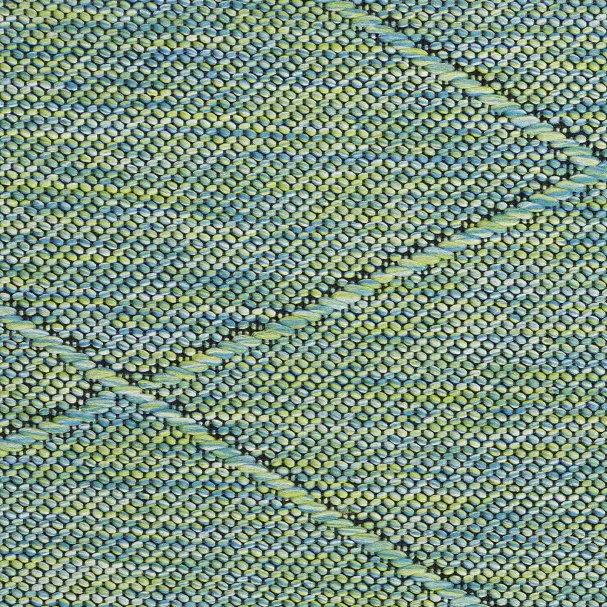 Blue Geometric Power Loom Non Skid Area Rug Photo 4