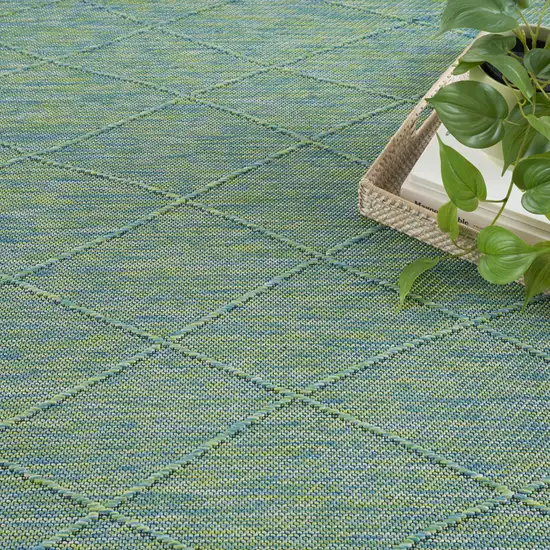 Blue Geometric Power Loom Non Skid Area Rug Photo 8