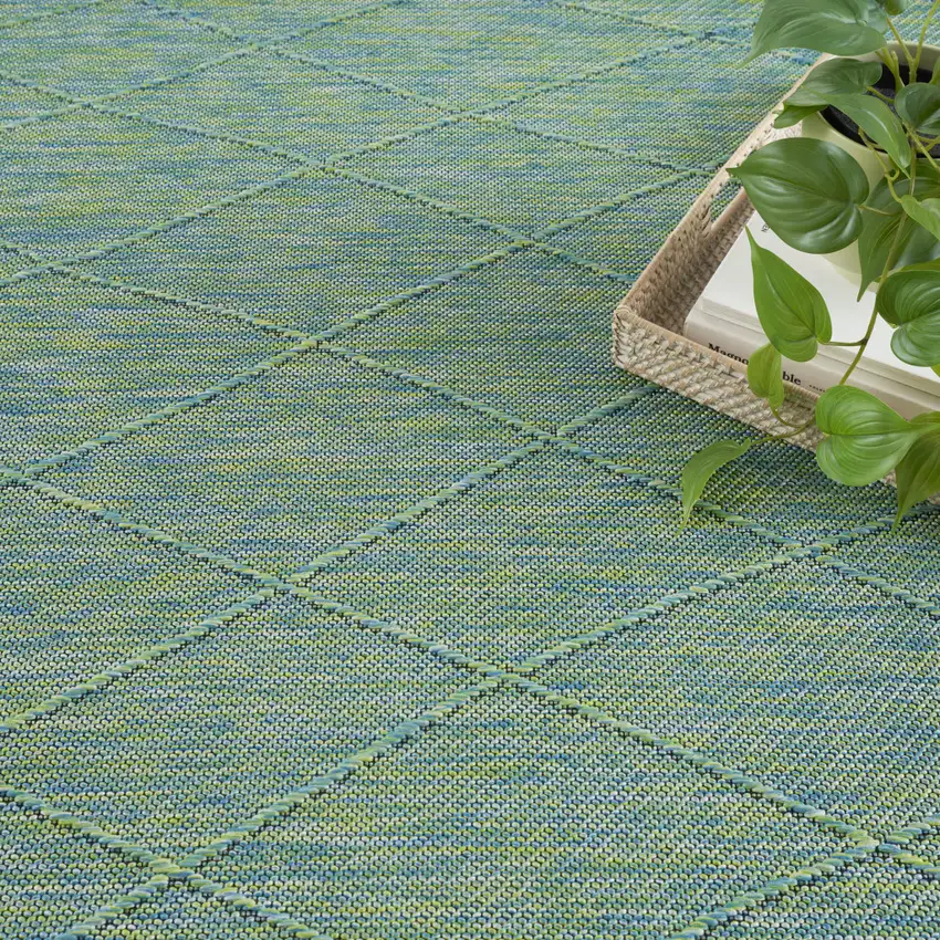 Blue Geometric Power Loom Non Skid Area Rug Photo 8