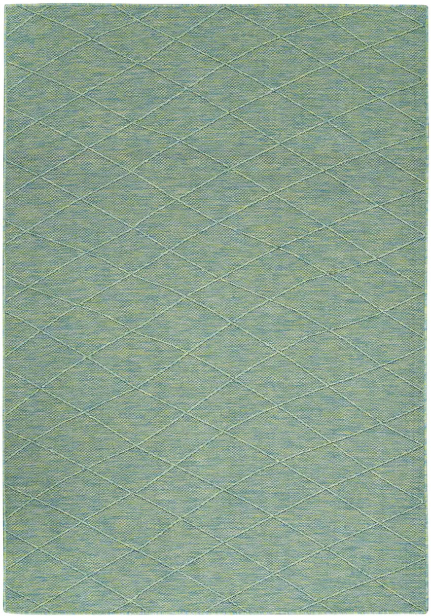 Blue Geometric Power Loom Non Skid Area Rug Photo 1