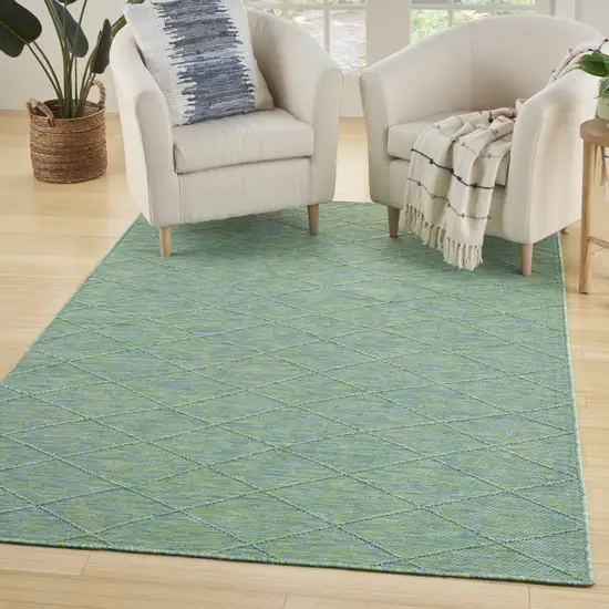 Blue Geometric Power Loom Non Skid Area Rug Photo 3