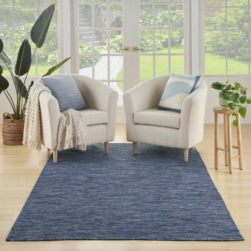 Blue Geometric Power Loom Non Skid Area Rug Photo 5
