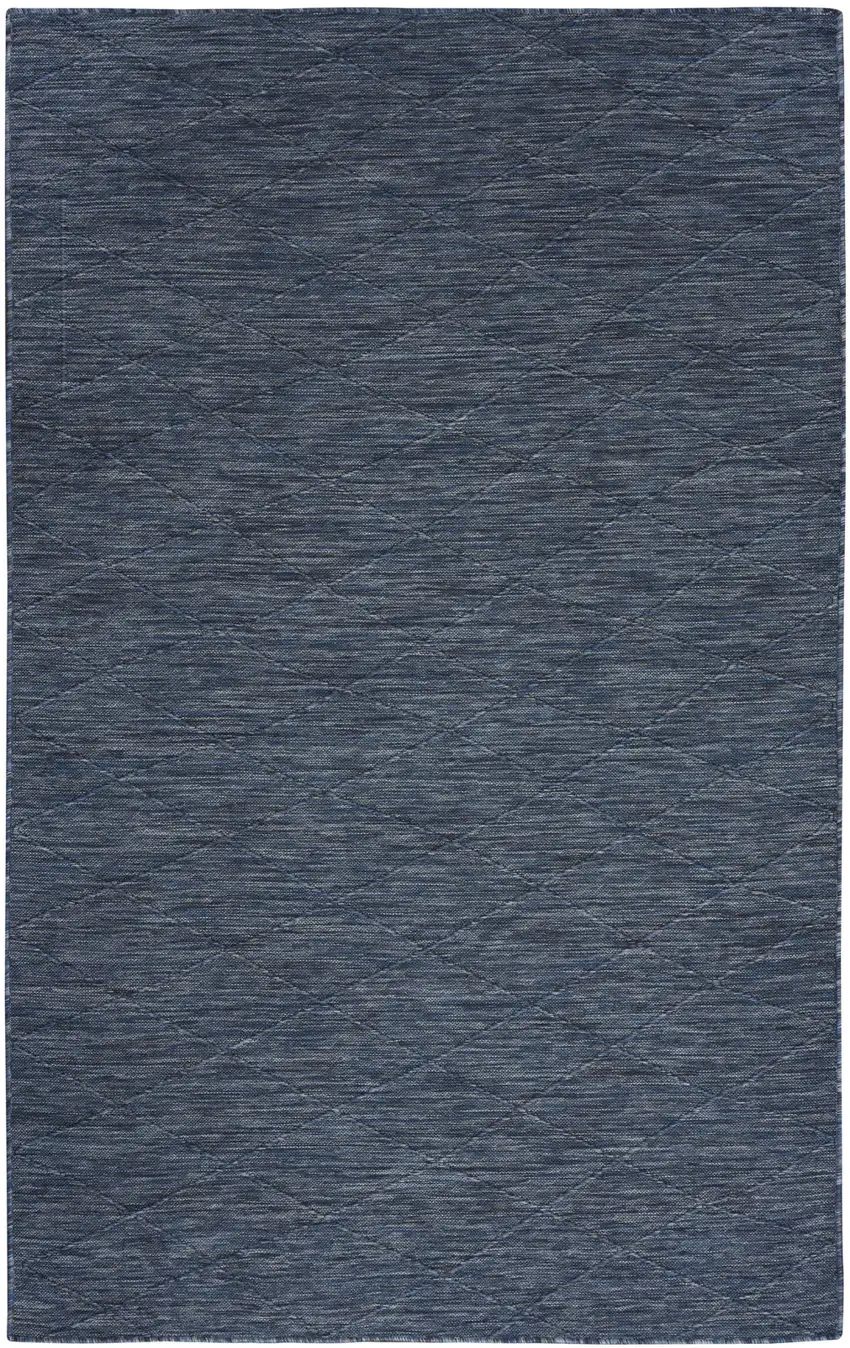 Blue Geometric Power Loom Non Skid Area Rug Photo 1