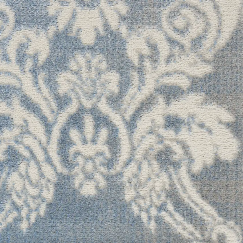 8' Blue And Yellow Oriental Runner Rug Photo 5