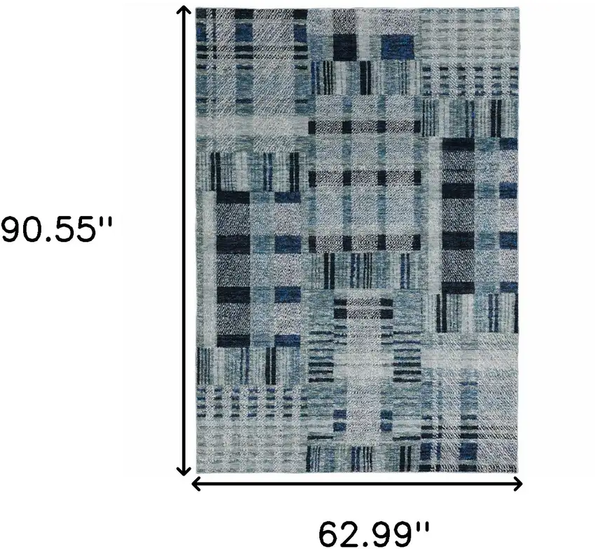 Blue Geometric Power Loom Stain Resistant Area Rug Photo 9