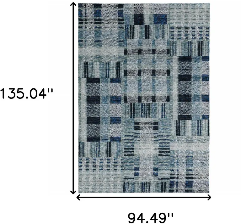 Blue Geometric Power Loom Stain Resistant Area Rug Photo 3