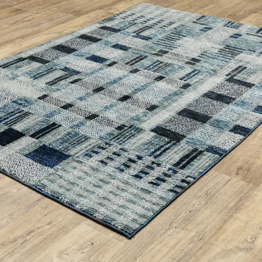 Blue Geometric Power Loom Area Rug Photo 7