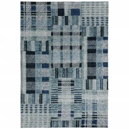 Blue Geometric Power Loom Area Rug Photo 2