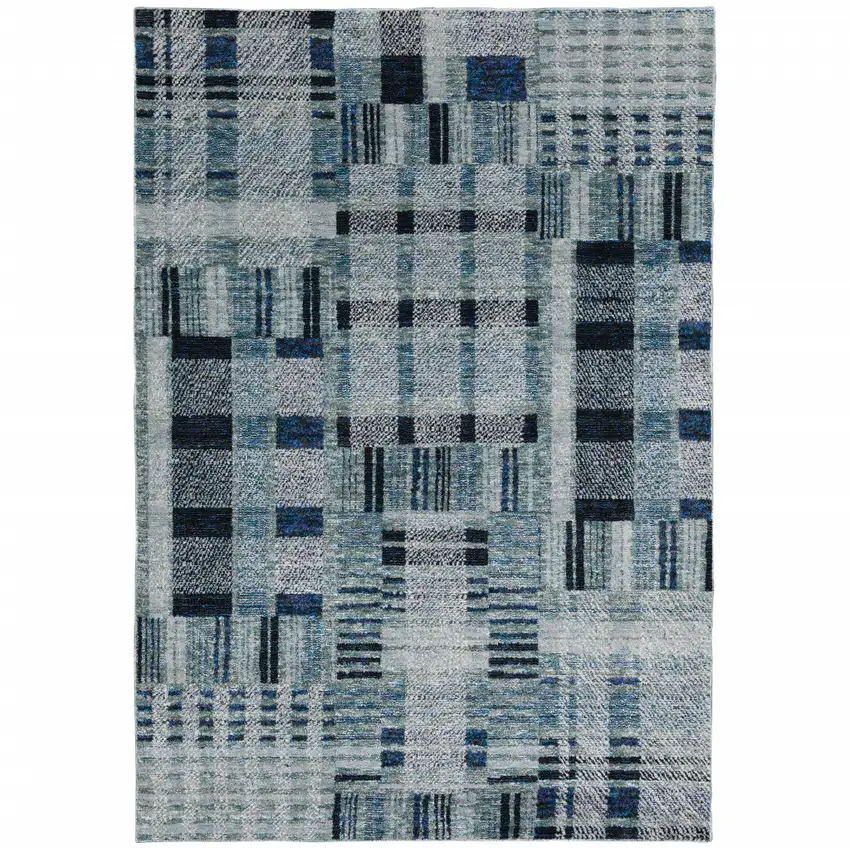Blue Geometric Power Loom Area Rug Photo 2