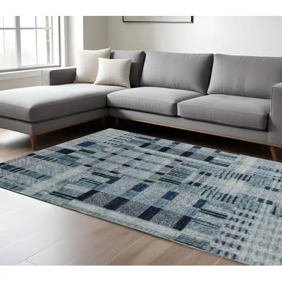 Blue Geometric Power Loom Area Rug Photo 1