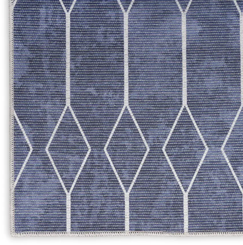 10' Blue Geometric Washable Runner Rug Photo 3