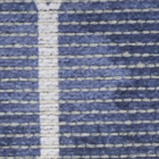 10' Blue Geometric Washable Runner Rug Photo 1