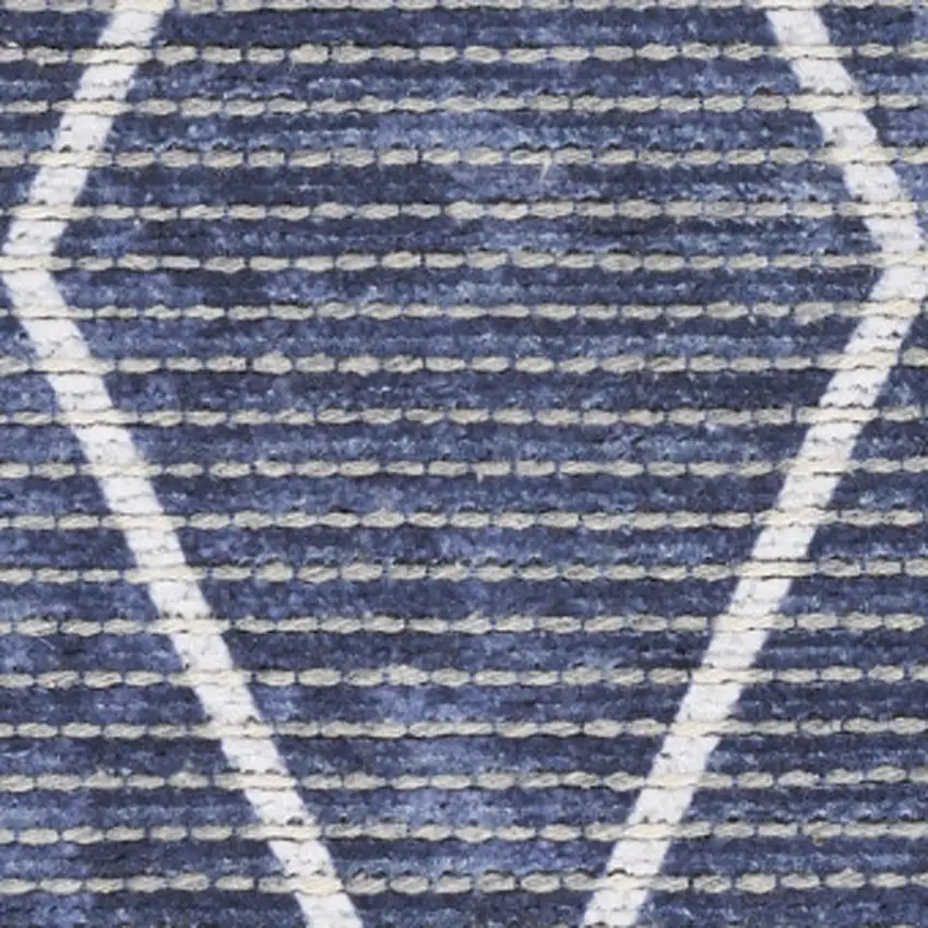 Blue Geometric Power Loom Washable Runner Rug Photo 5