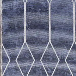 Photo of Blue Geometric Power Loom Washable Runner Rug