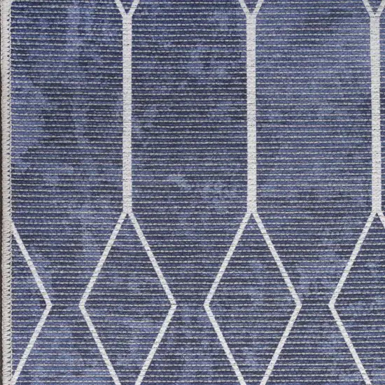 Blue Geometric Power Loom Washable Runner Rug Photo 5