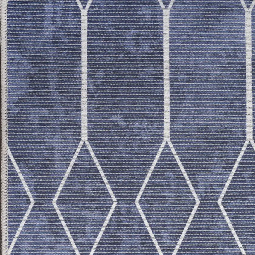 Blue Geometric Power Loom Washable Runner Rug Photo 5