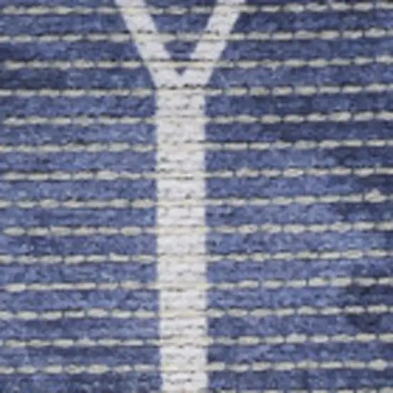 8' Blue Geometric Washable Runner Rug Photo 1